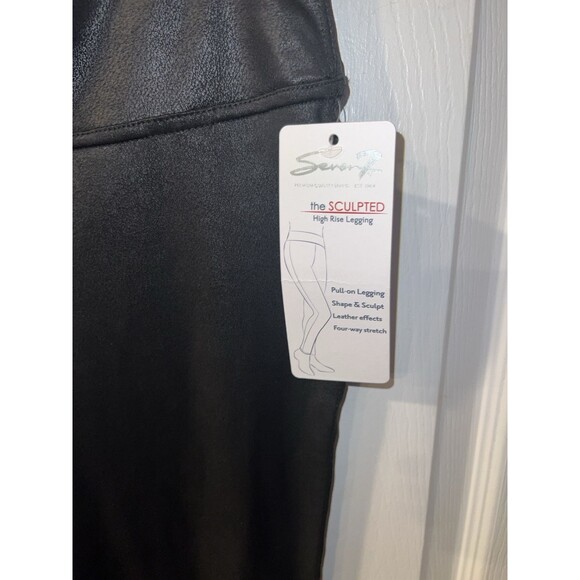 Seven 7 Leggings Womens M Black Faux Leather Pull On High Rise Sculpted New - Picture 2 of 8